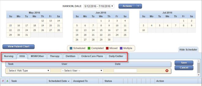 Scheduler Tabs