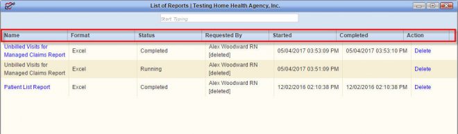 List of Reports